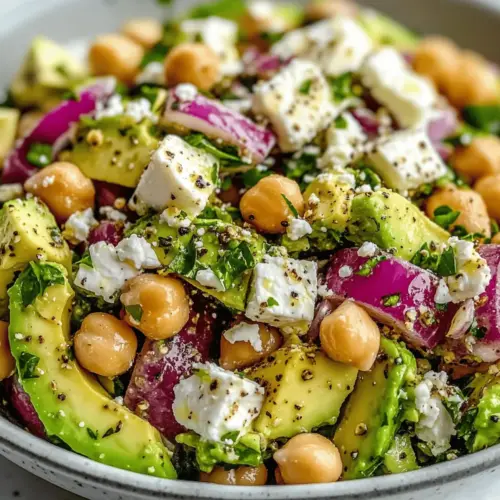 Chickpea Feta Avocado Salad
