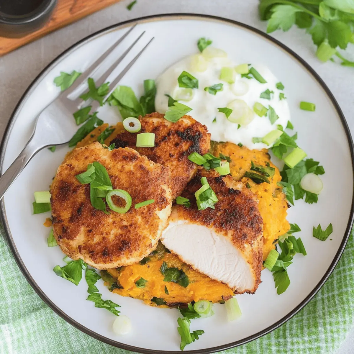 Chicken Rotti Fillet Ultimate Crispy Chicken Fillet on Pumpkin Rösti - Delicious Recipe