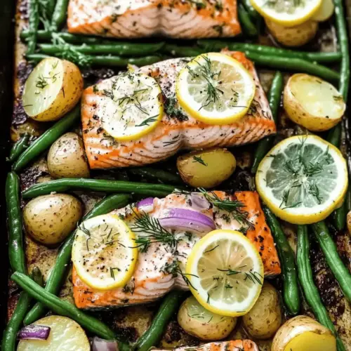 Easy Sheet Pan Salmon with Green Beans and Potatoes