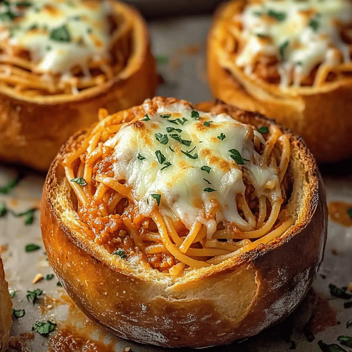 Spaghetti Garlic Bread Bowls