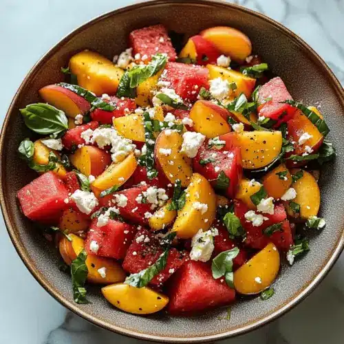 Refreshing and Juicy Watermelon Peach Salad