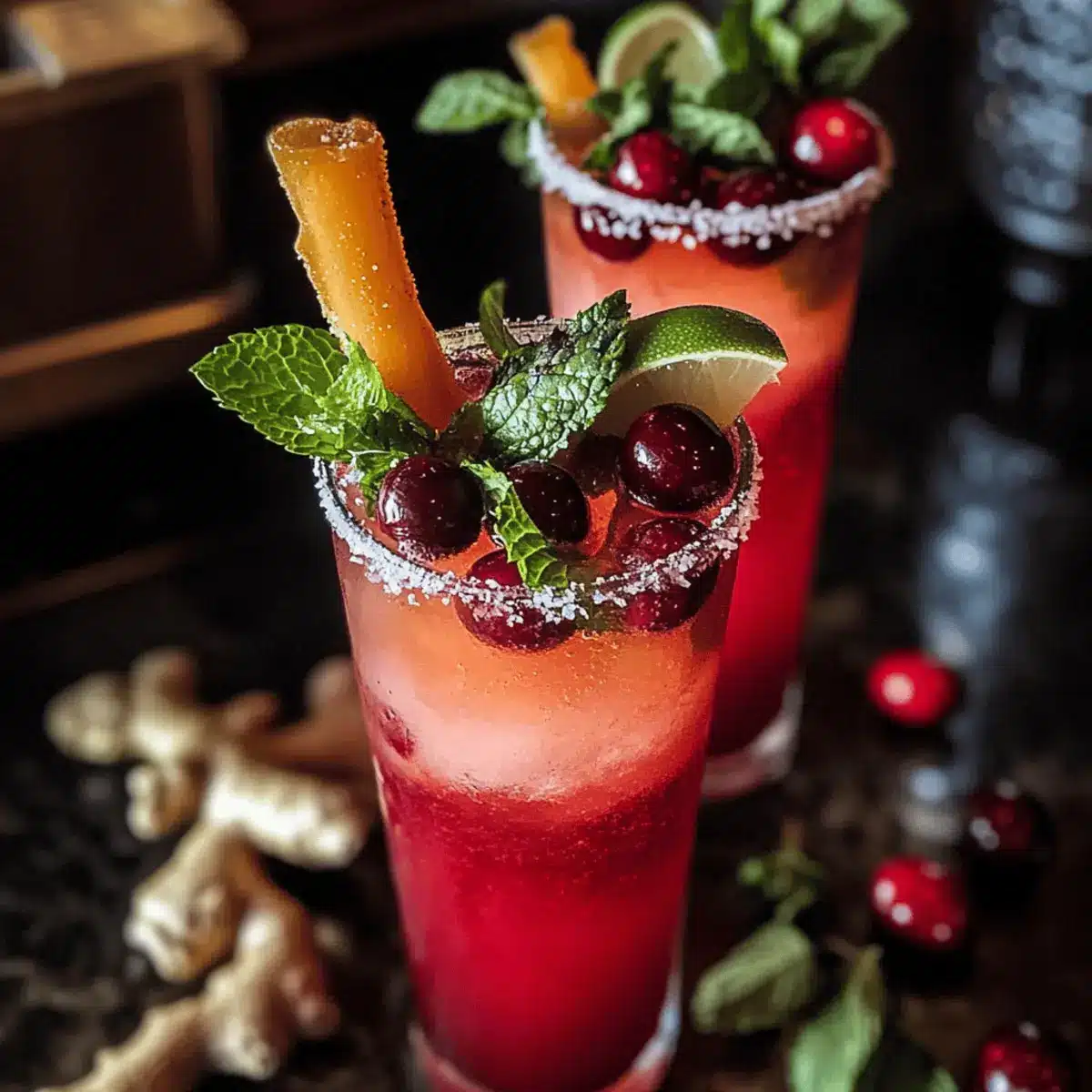 Blood Orange Ginger Cranberry Mojito’s