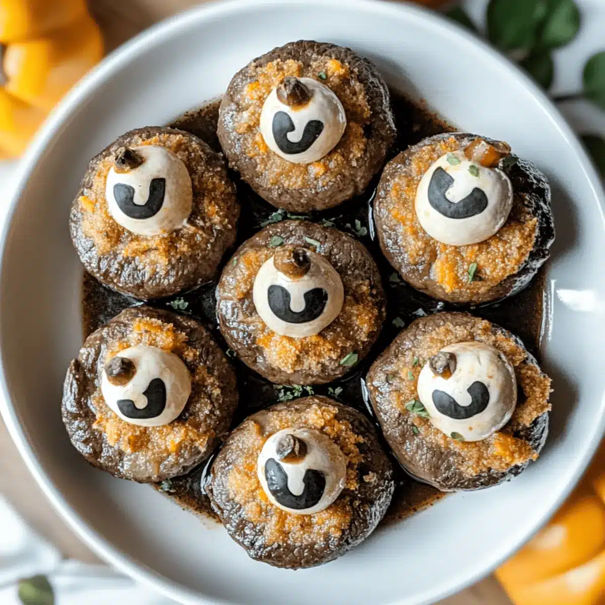 Ghoulish Stuffed Mushrooms