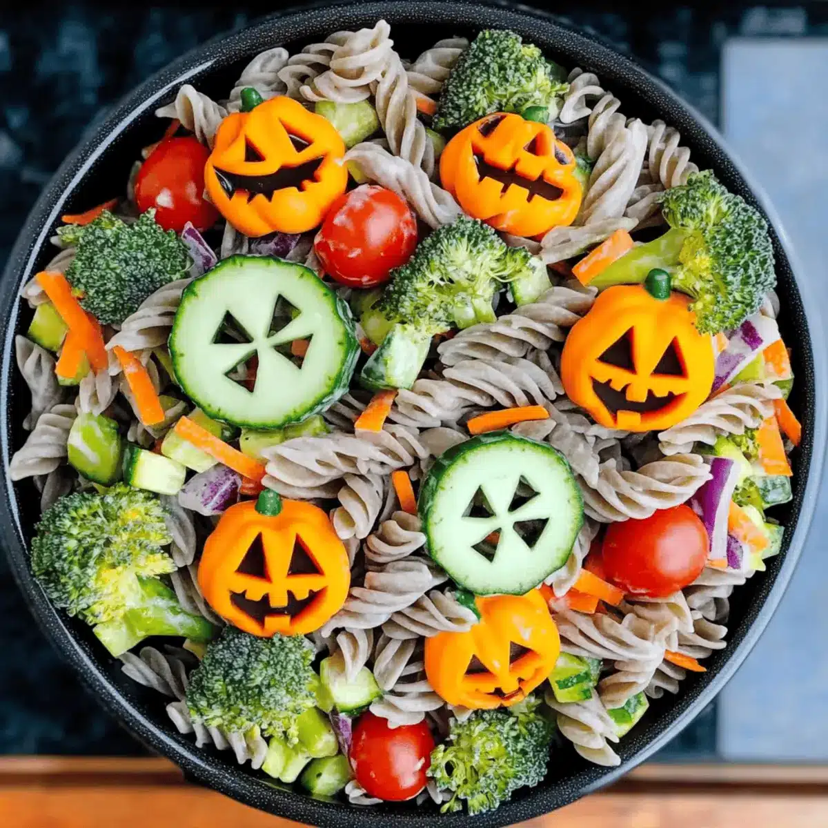 Healthy Halloween Pasta Salad