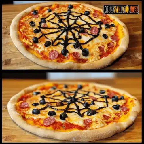 Pizza with Halloween Spiderweb