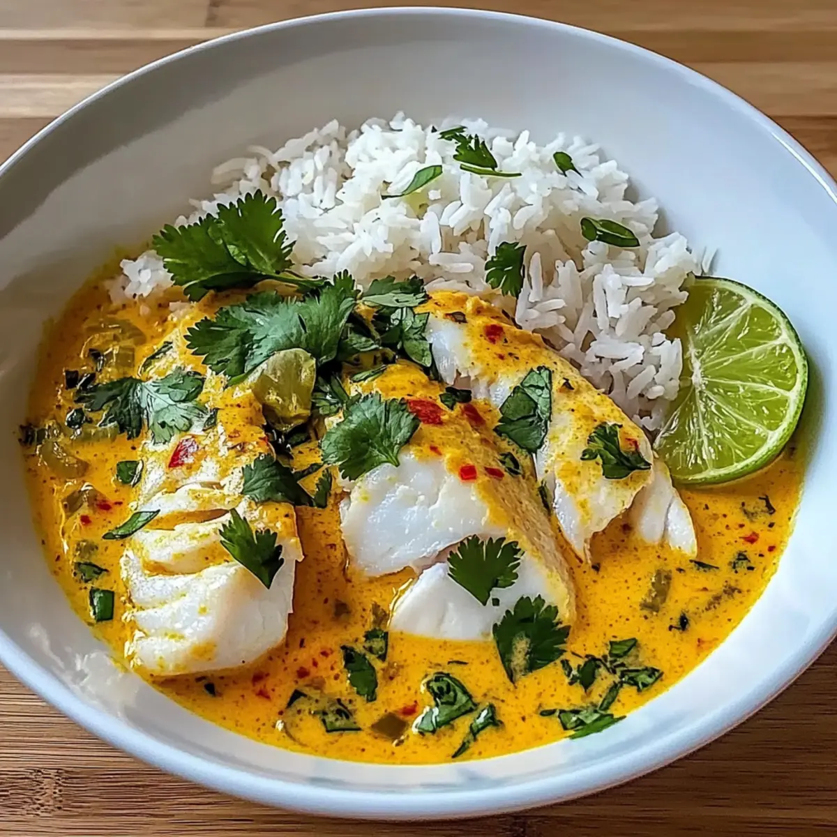 Coconut Lime Fish Curry with Jasmine Rice