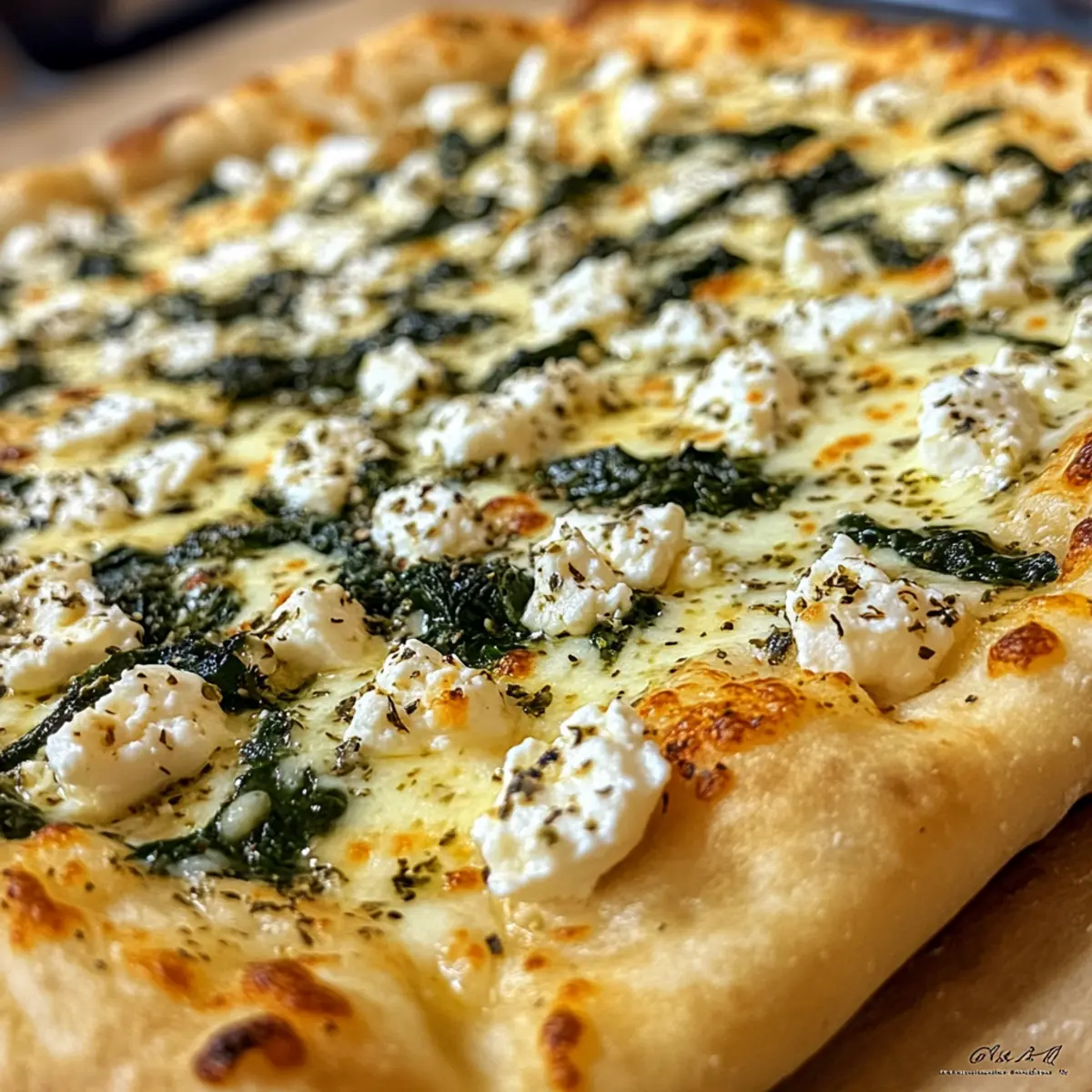 Greek Roasted Garlic Spinach White Pizza