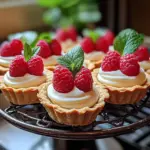 Vanilla Cream Tarts with Fresh Raspberries Delight