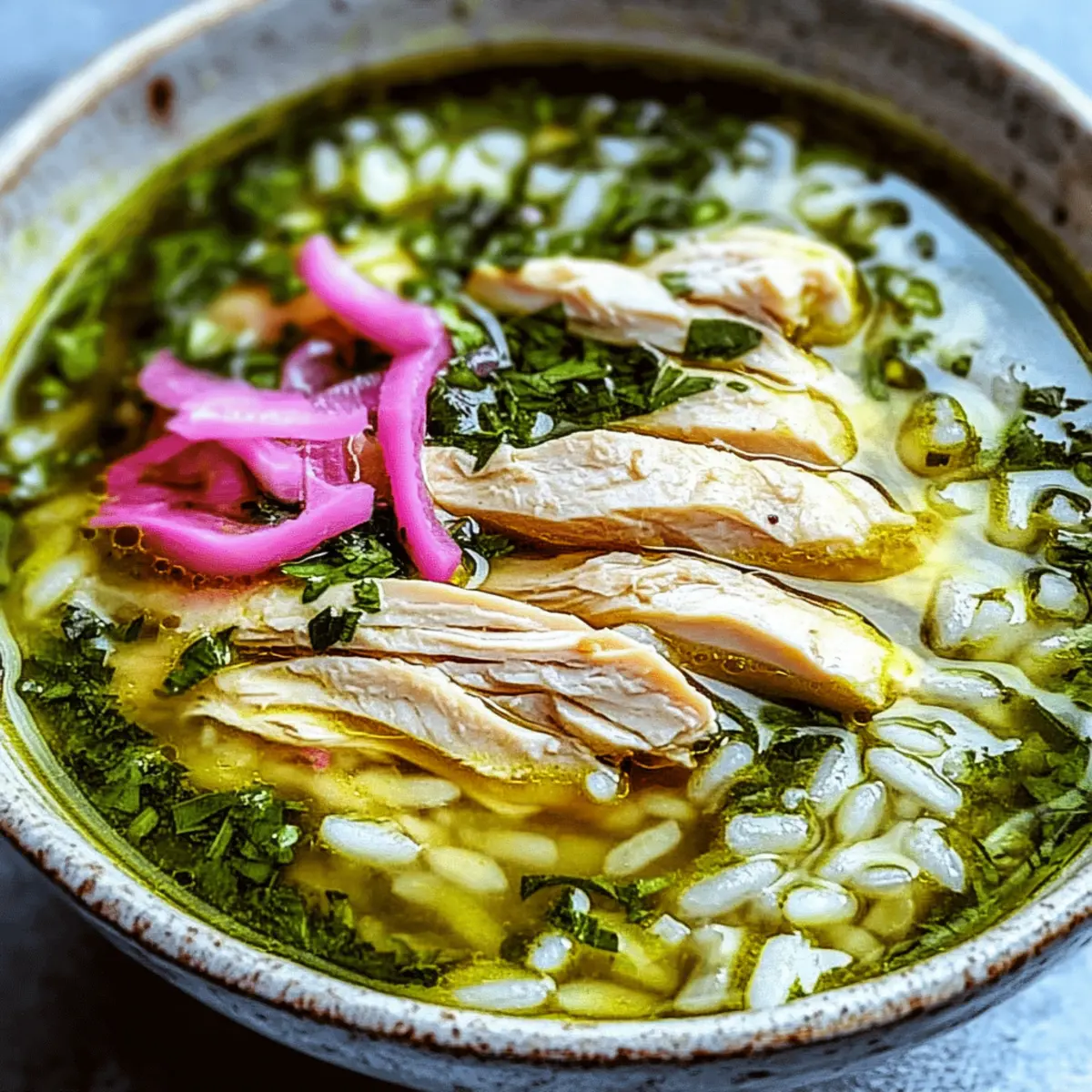 Green Herby Chicken and Rice Soup