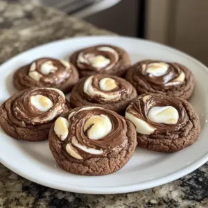 Chocolate Marshmallow Swirl Cookies