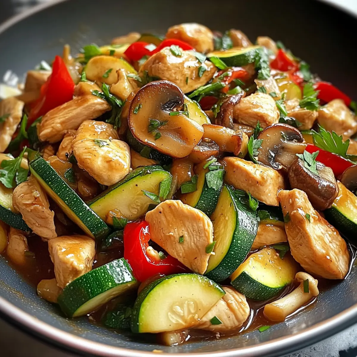 Zucchini Mushroom Chicken Stir Fry