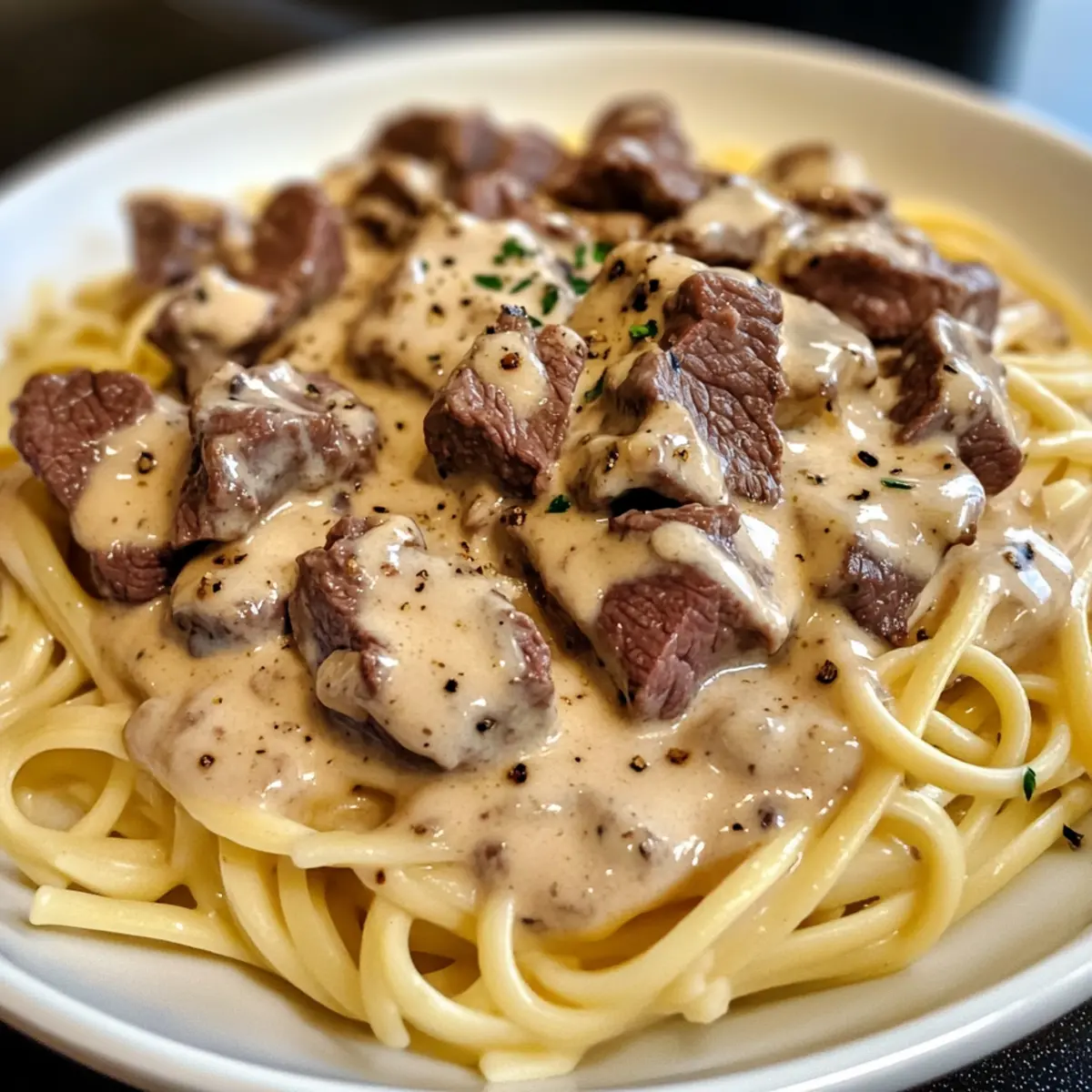 Creamy Garlic Beef Pasta