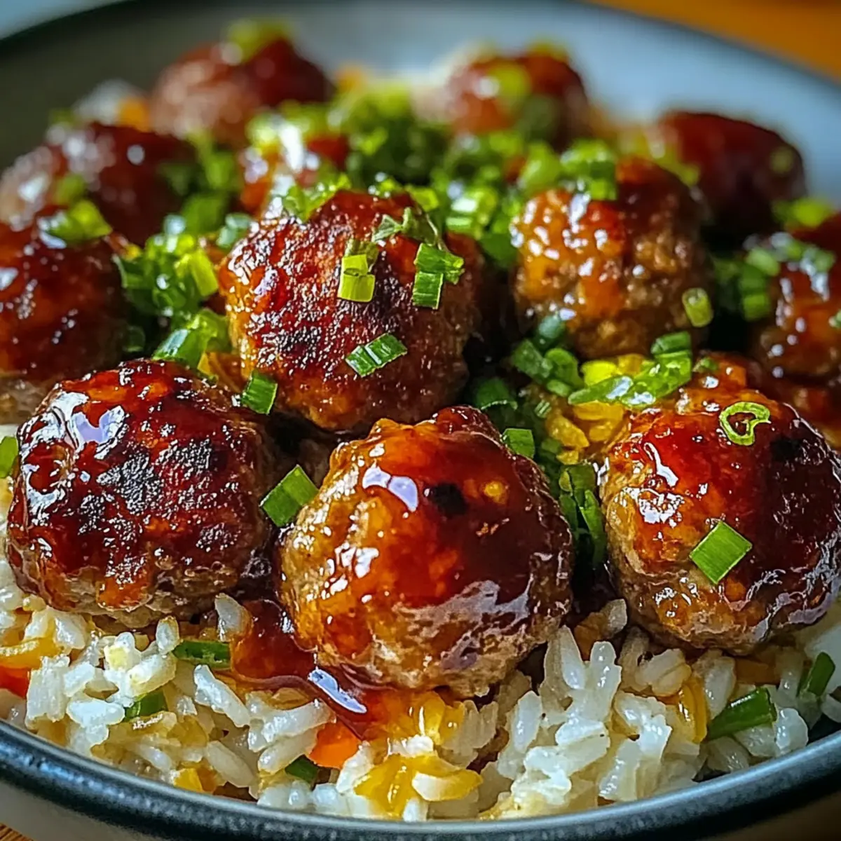 Honey Garlic Meatball Rice Bake