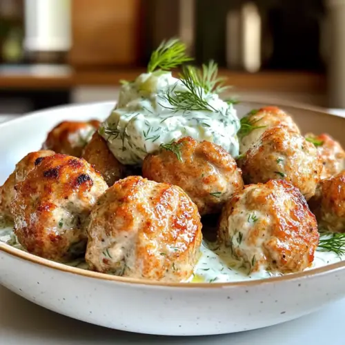 Greek Chicken Meatballs with Tzatziki Sauce