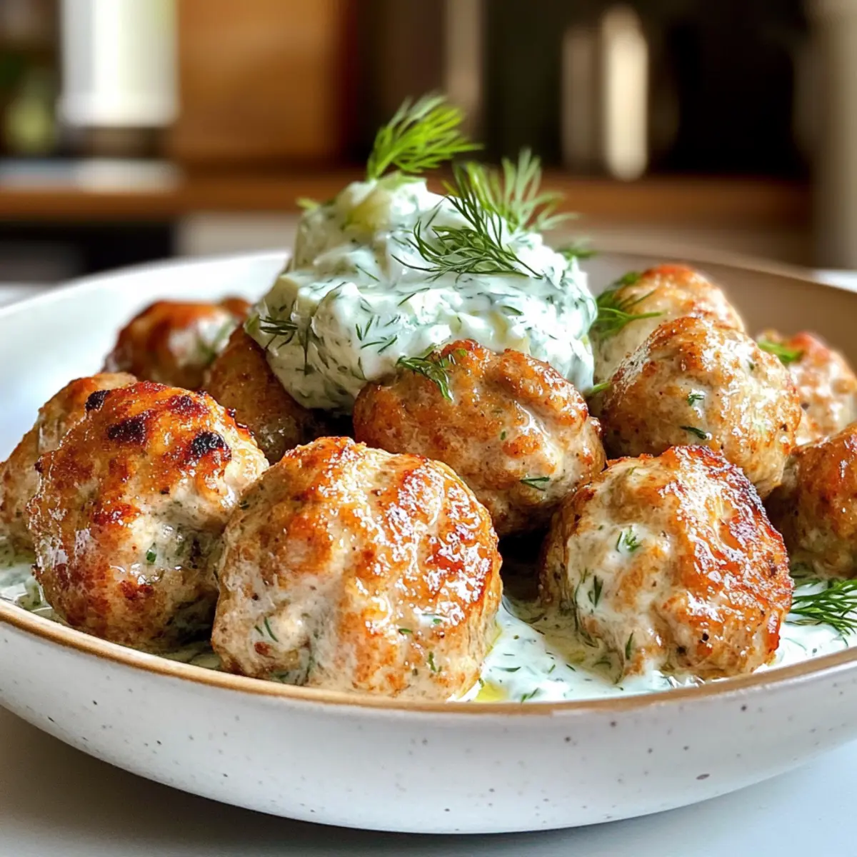 Greek Chicken Meatballs with Tzatziki Sauce