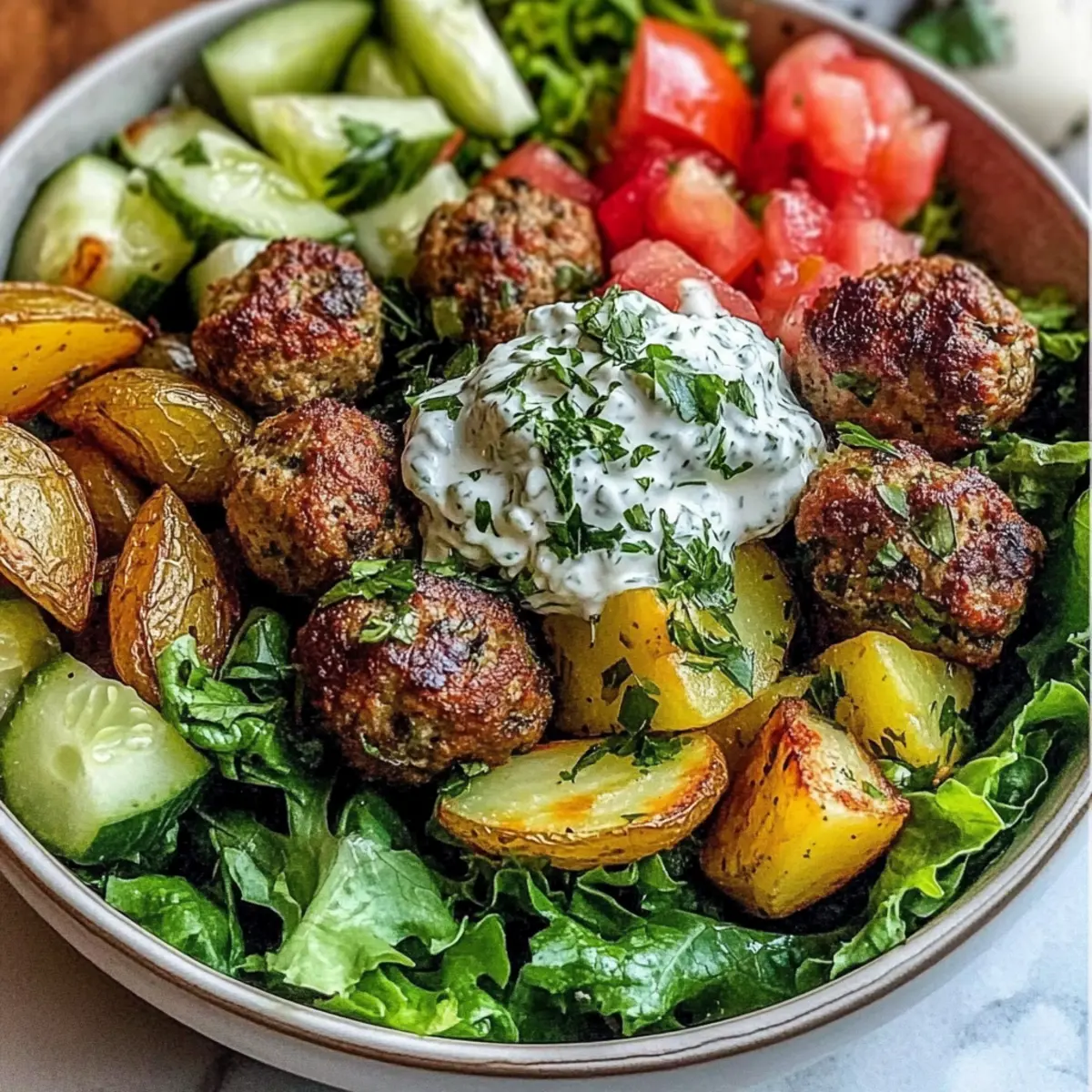 Greek Meatball Bowl