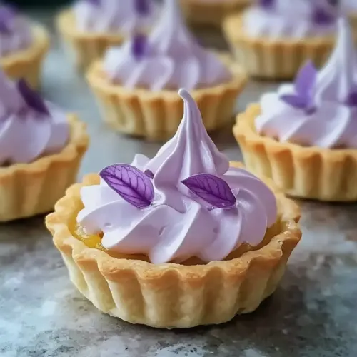 Mini Lemon Tart with Lilac Meringue