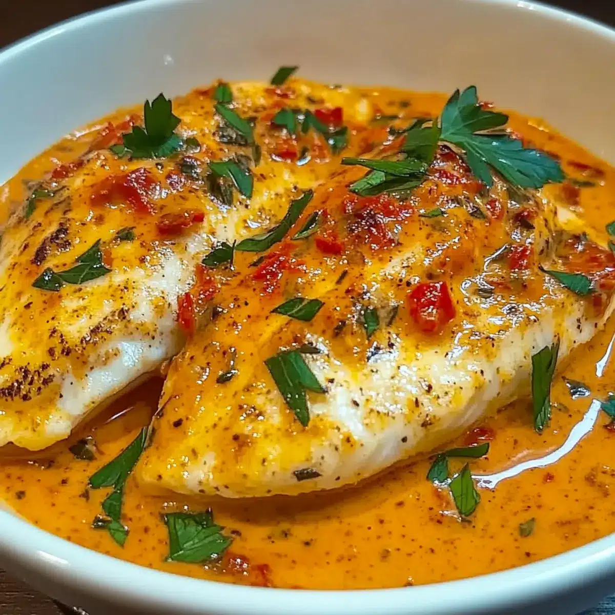 Tilapia in Roasted Pepper Sauce