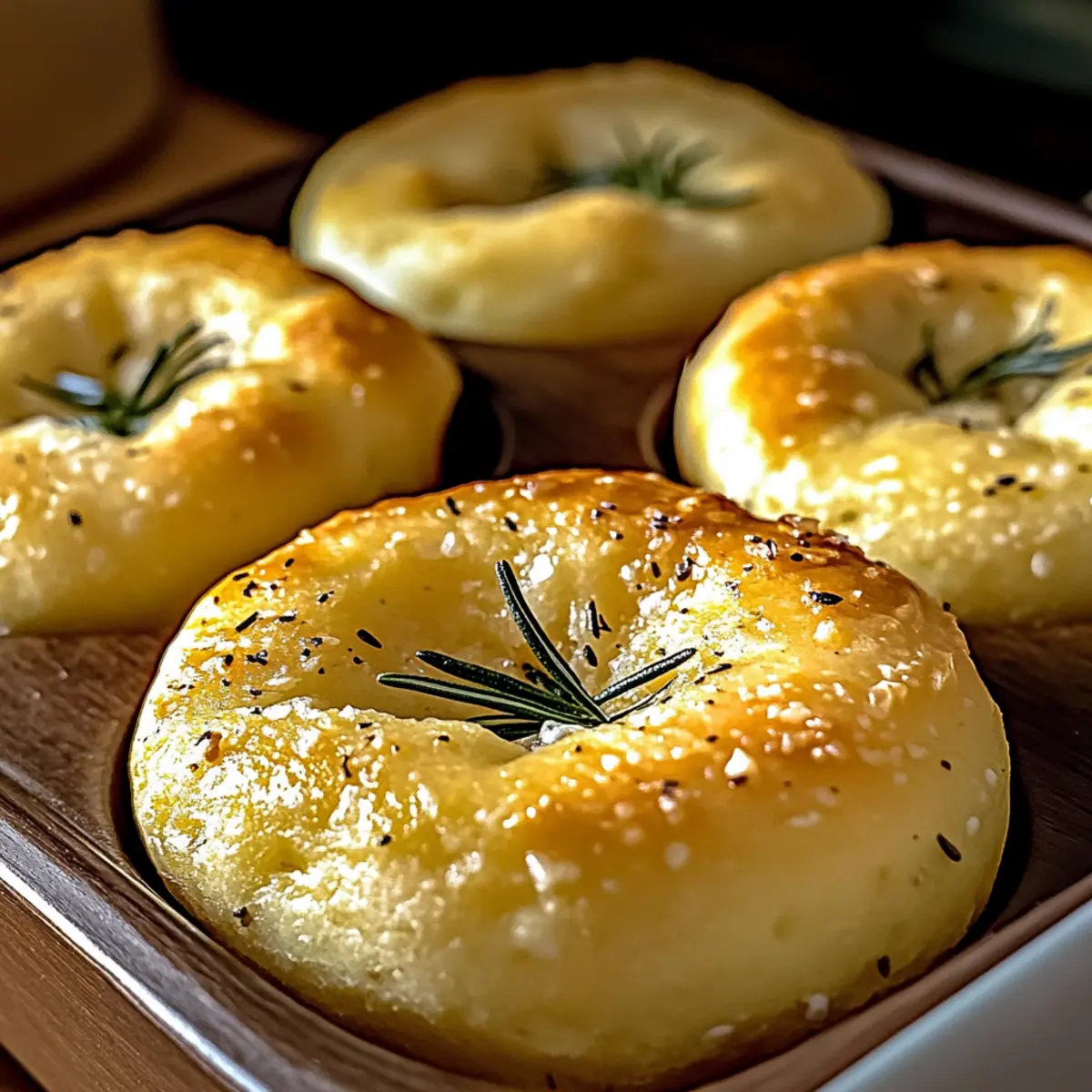 Garlic Rosemary Focaccia Muffins