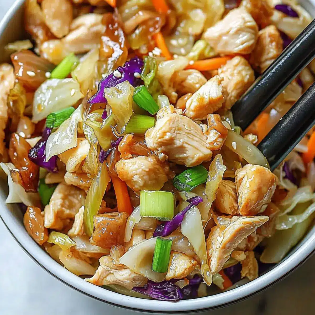 Egg Roll Bowls with Chicken and Cabbage