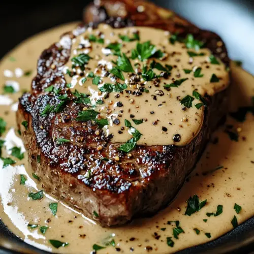 Steak with Creamy Garlic Sauce
