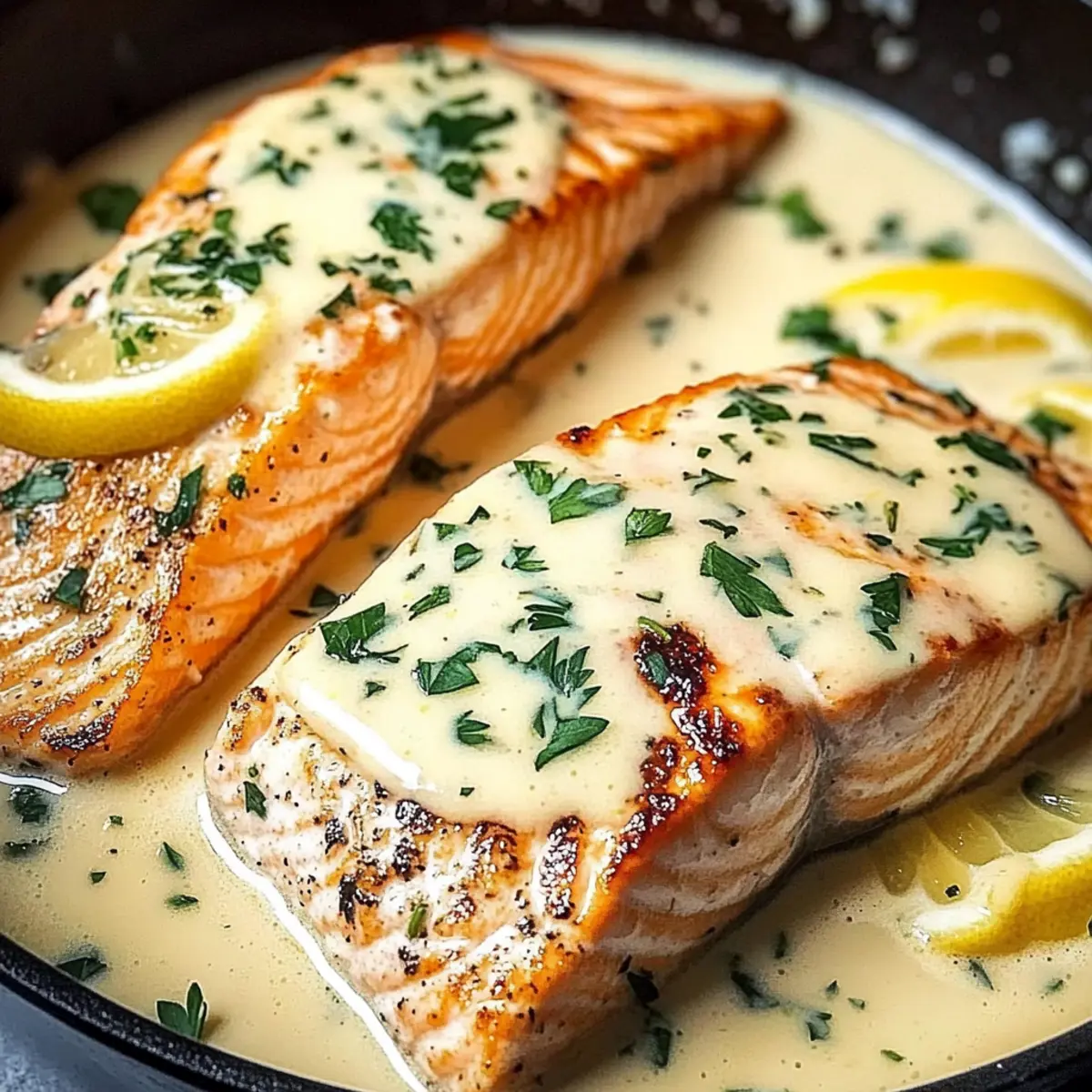 Baked Salmon with Lemon Butter Cream Sauce