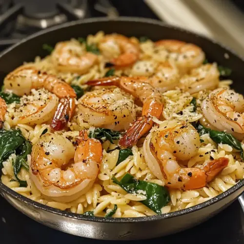 Shrimp Orzo In Lemon Garlic Sauce
