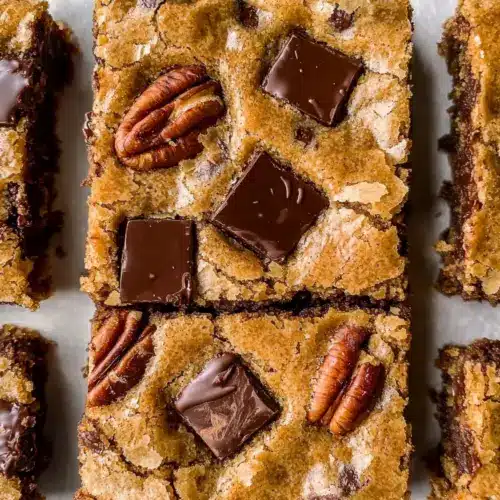 Brown Butter Bourbon Pecan Chocolate Chunk Blondies