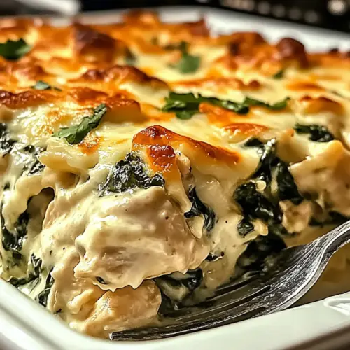 Creamy Chicken and Spinach Casserole with Cream Cheese